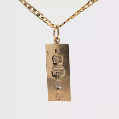 9ct yellow gold ingot pendant 30.3g (sh25868l)