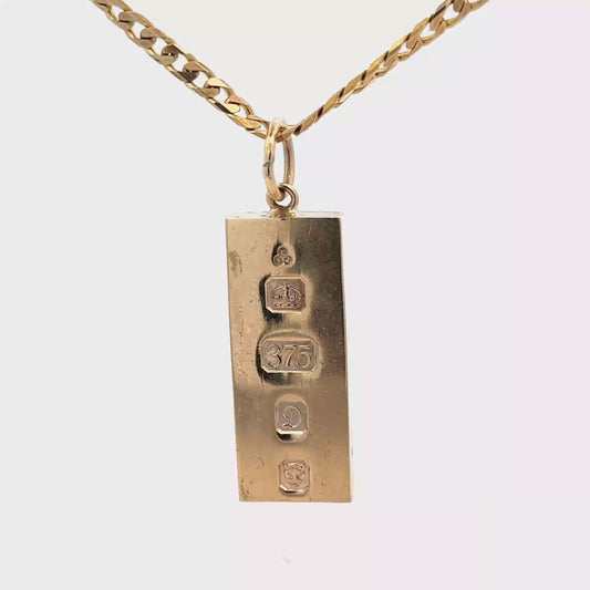 9ct yellow gold ingot pendant 30.3g (sh25868l)