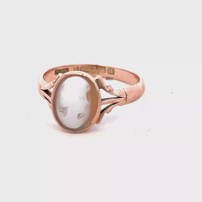 9ct rose gold cameo ring size P (sh27601b)