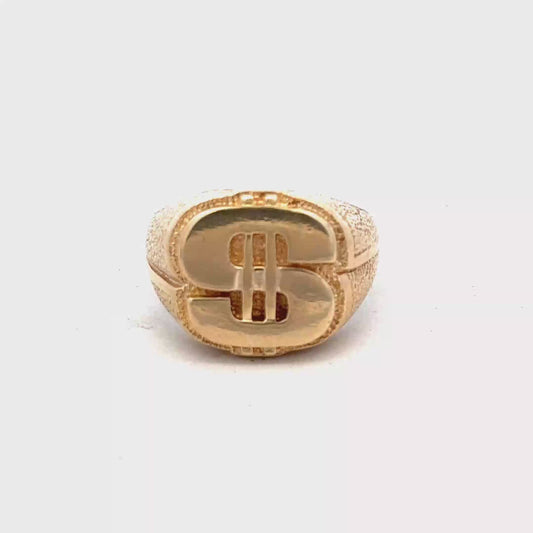 9ct yellow gold dollar sign ring sh25873l