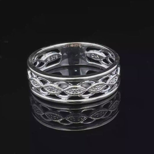 9ct white gold ring size N1/2 (sh27906b)