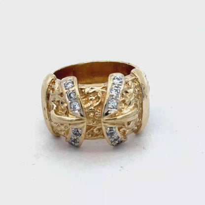 9ct yellow gold buckle ring size Y (sh27181b)