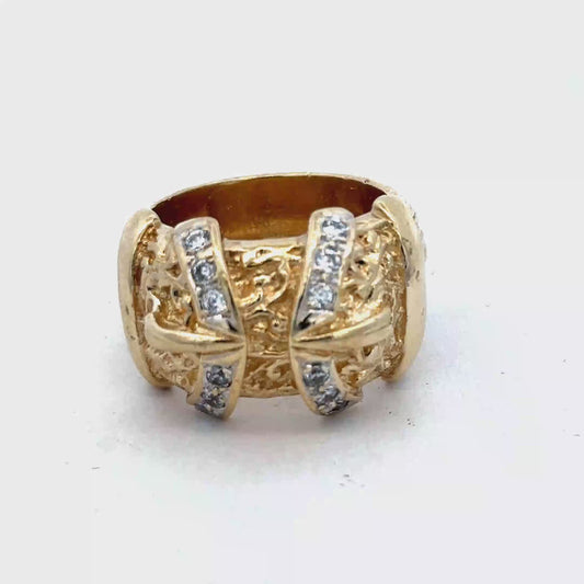 9ct yellow gold buckle ring size Y (sh27181b)