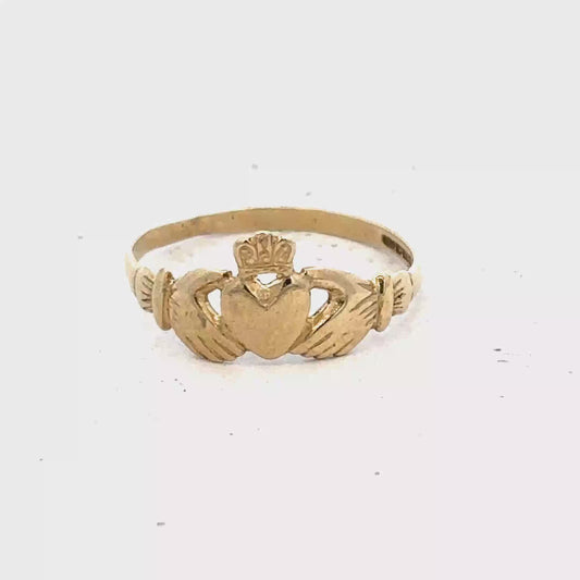 9ct yellow gold claddagh ring size N1/2 (sh25556l)
