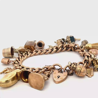 9ct yellow gold charm bracelet 46.8g (sh27587b)