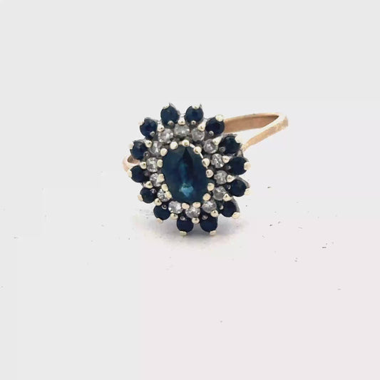 9ct yellow gold sapphire and diamond ring sh25706l