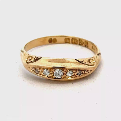 18ct yellow gold diamond ring size P (sh19409b)
