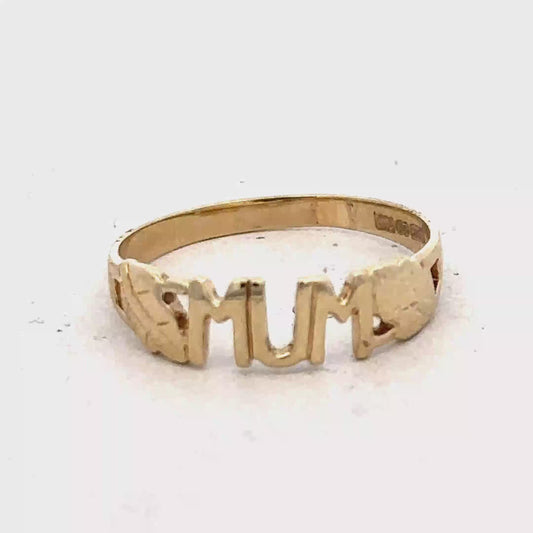 9ct yellow gold MUM ring size O (sh25510l)