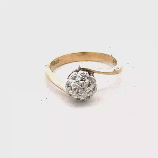 9ct yellow gold diamond ring size M1/2 (sh27883b)