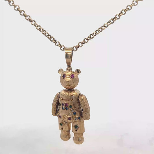 9ct yellow gold teddy bear pendant 20.4g (sh27160b)
