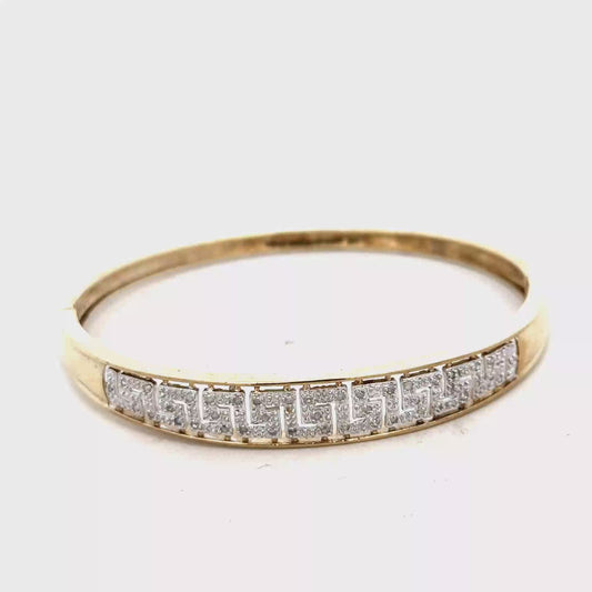 9ct yellow gold diamond bangle 12.5g (sh25978l)