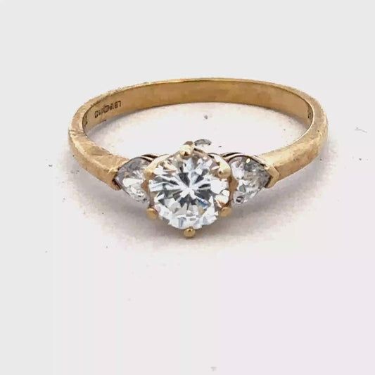 9ct yellow gold CZ ring size U (sh27103b)