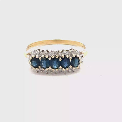 9ct yellow gold sapphire and diamond ring  sh25708l