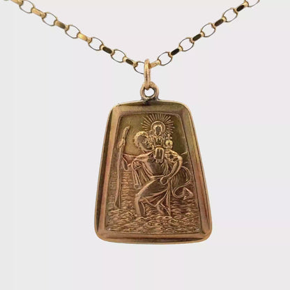 9ct yellow gold St Christopher pendant 10.5g (bb1954l)