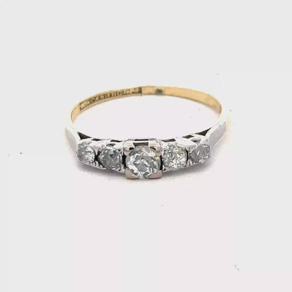 18ct yellow gold and platinum diamond ring size P (sh27757b)