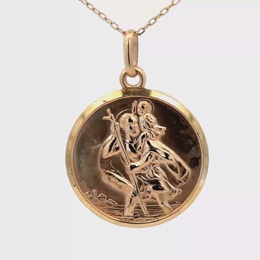 9ct yellow gold St Christopher pendant 8.6g (bb1982l)