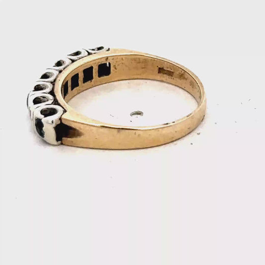 9ct yellow gold sapphire and diamond ring size K (sh26458b)