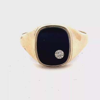 9ct yellow gold signet ring size T (sh25045b)