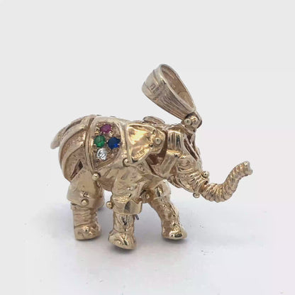 9ct yellow gold elephant pendant 25.3g (sh27180b)