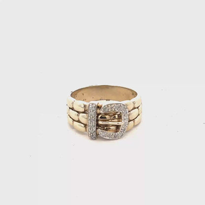 9ct yellow gold diamond buckle ring size Z2 (sh25255l)