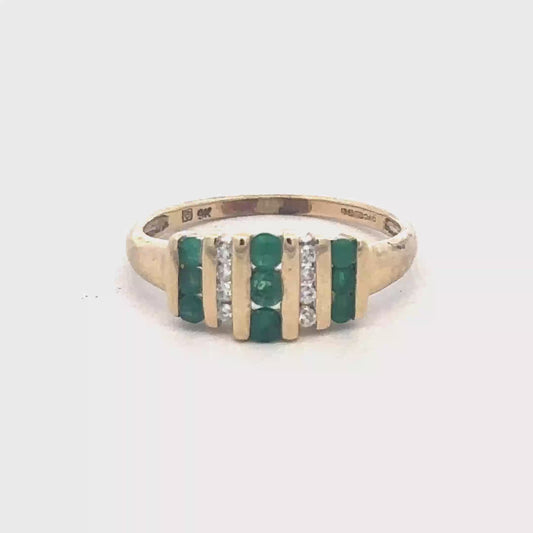 9ct yellow gold Emerald and diamond ring sh26971b