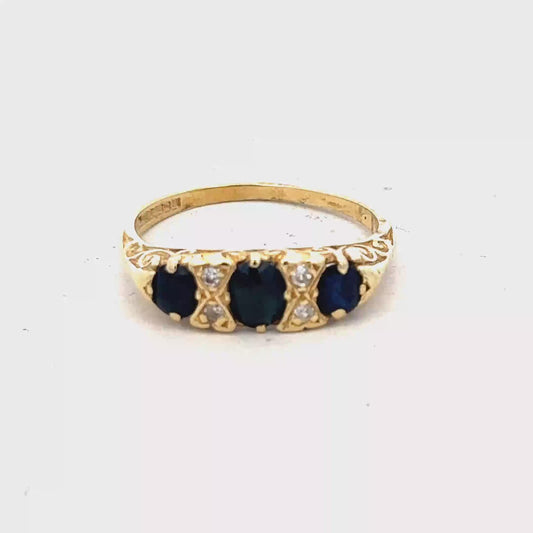 18ct sapphire and diamond ring size M (sh28111b)