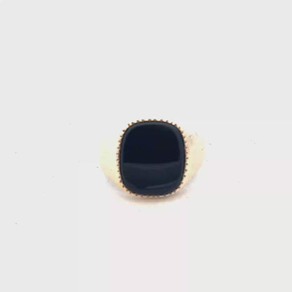 9ct yellow gold signet ring size P (bb2135b)