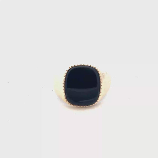 9ct yellow gold signet ring size P (bb2135b)
