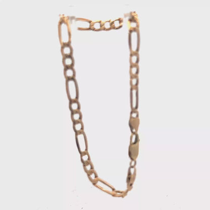 9ct yellow gold figaro bracelet 3.3g (sh27001b)