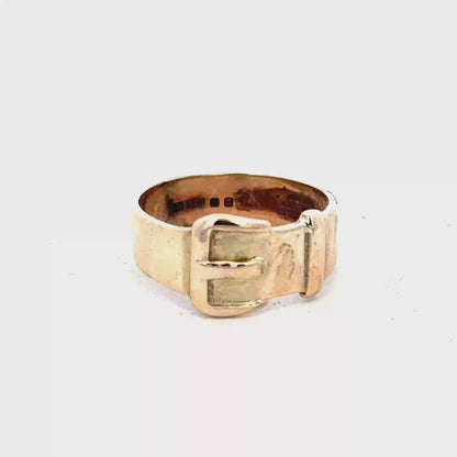 9ct yellow gold buckle ring size R (sh25939l)