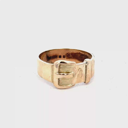 9ct yellow gold buckle ring size R (sh25939l)