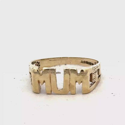9ct yellow gold MUM ring size S1/2 (sh27658b)