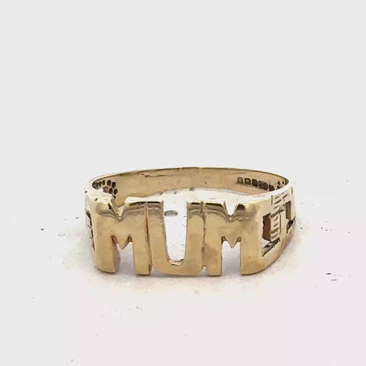 9ct yellow gold MUM ring size S1/2 (sh27658b)