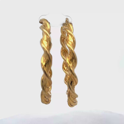 9ct yellow gold hoop earrings 7.3g (sh27768b)