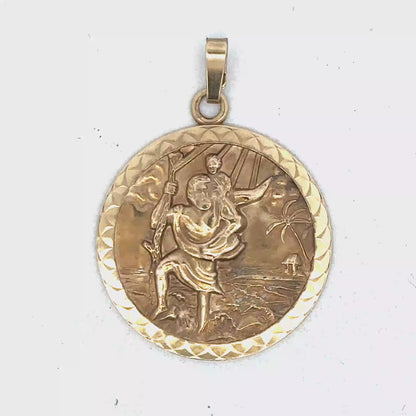 9ct yellow gold St Christopher pendant sh26997b