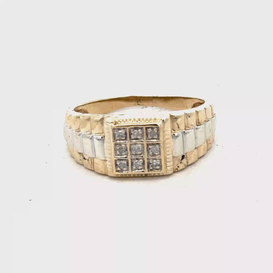 9ct yellow gold diamond signet ring size U (sh28152b)
