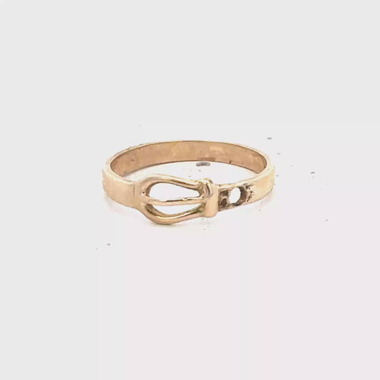 9ct yellow gold buckle ring size K (sh27607b)