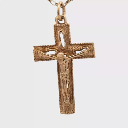 9ct yellow gold cross pendant 6g (sh27239b)