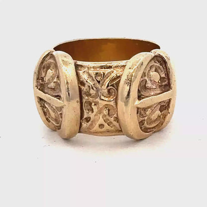 9ct yellow gold buckle ring size U (sh27344b)