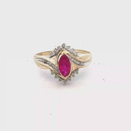 9ct yellow gold diamond ring size T (sh27952b)