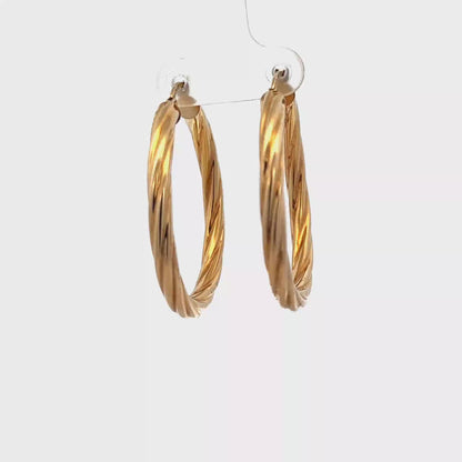 9ct yellow gold hoop earrings 3.8g (sh27673b)