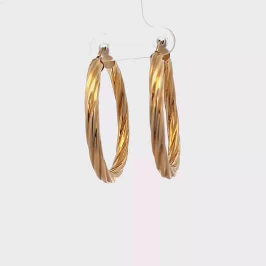 9ct yellow gold hoop earrings 3.8g (sh27673b)
