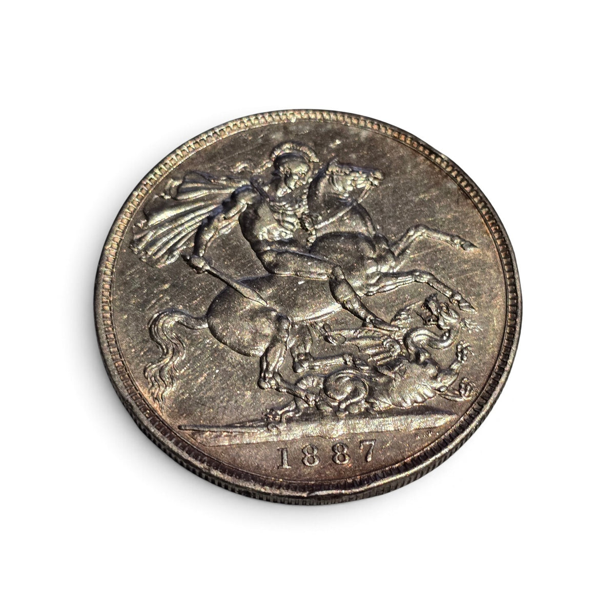 1887 Queen Victoria "Jubilee Head" Silver Crown (.925 Sterling) – British Five Shilling Coin (sh25004l)