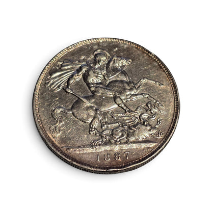 1887 Queen Victoria "Jubilee Head" Silver Crown (.925 Sterling) – British Five Shilling Coin (sh25004l)
