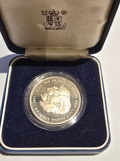 1981 Charles and Diana Royal Wedding 25p Silver Proof Crown – Sterling Silver in Original Royal Mint Case (sh25001l)