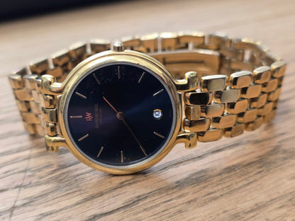 Raymond Weil Genève Gold Plated Blue Dial Date Quartz Watch - Vintage Dress