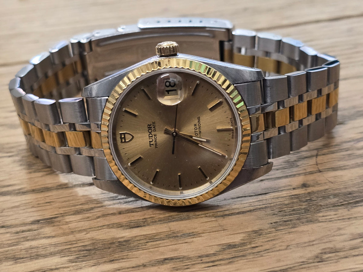 Tudor Prince Date Two-Tone Champagne Dial Automatic Watch - Steel & Gold 34mm