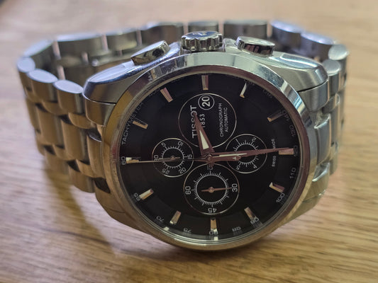 Tissot 1853 Automatic Chronograph Watch – Black Dial, Stainless Steel Bracelet (sh27380b)