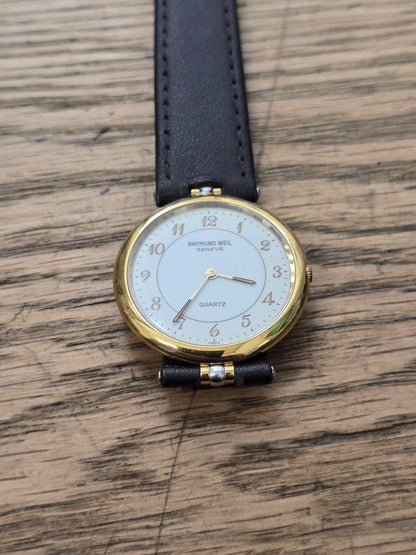 Raymond Weil Geneve Quartz 18K Gold Electroplated Dress Watch – White Dial