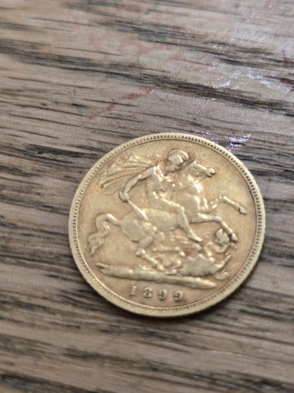 Victoria 1899 Gold Half Sovereign Coin – St. George & Dragon – Great Britain